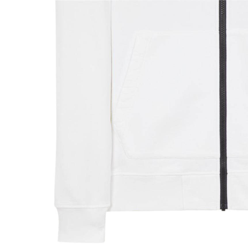 Sweat-shirt à capuche STONE ISLAND zippé Cardigan coton noir Badge Rose des vents