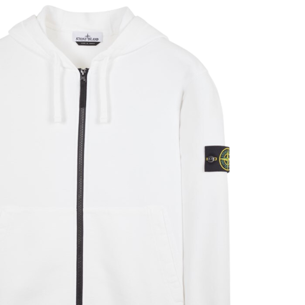 Sweat-shirt à capuche STONE ISLAND zippé Cardigan coton noir Badge Rose des vents