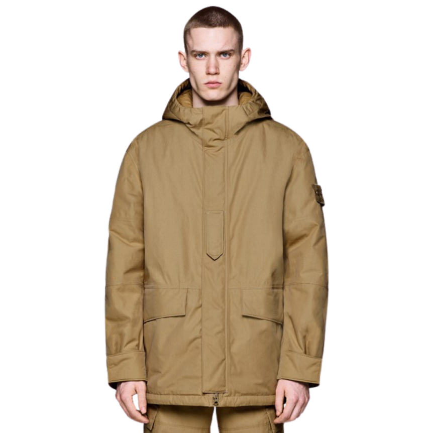 Veste à capuche STONE ISLAND Ghost coton Primaloft camel