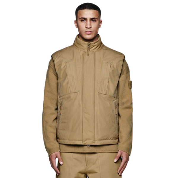 Gilet sans manches STONE ISLAND Ghost coton Primaloft camel