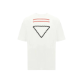 T-shirt col rond coton blanc broderie rouge triangle noir