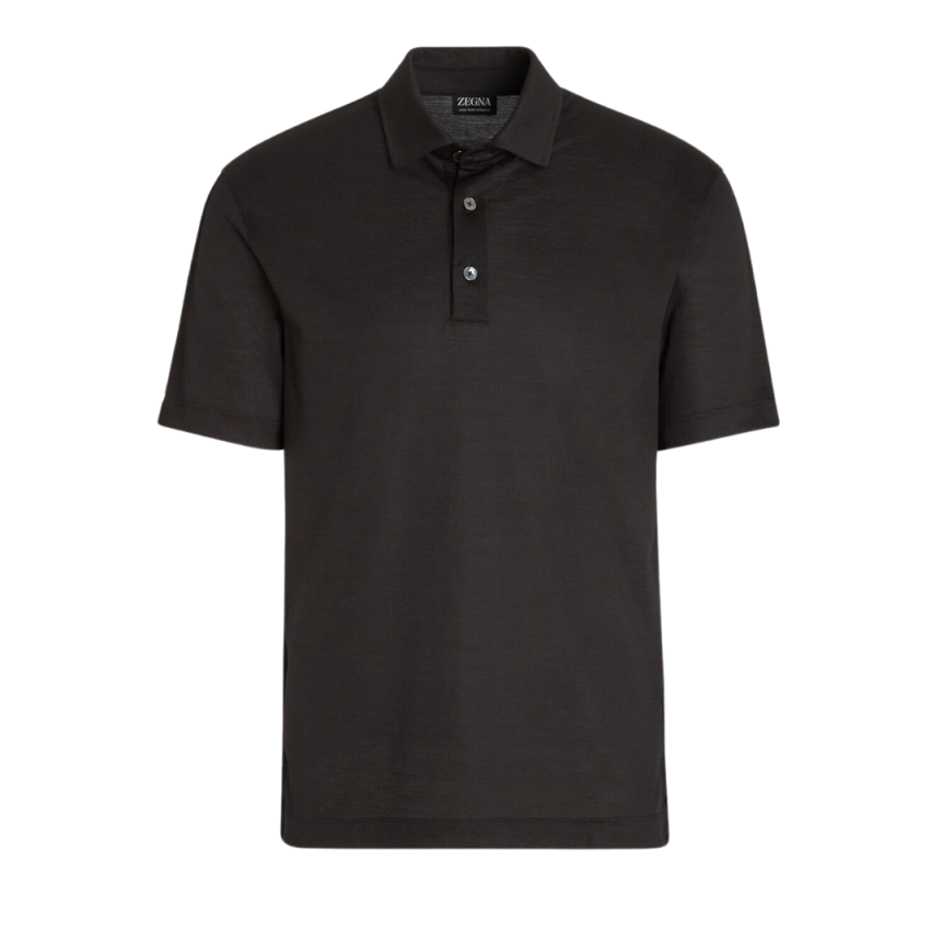 Polo ZEGNA manche courte laine noire