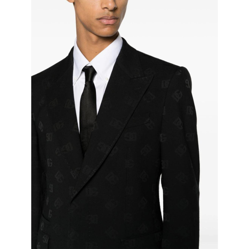Veste blazer DOLCE & GABBANA laine vierge noire multi logo DG