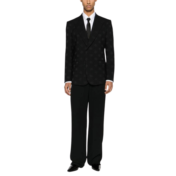 Veste blazer DOLCE & GABBANA laine vierge noire multi logo DG