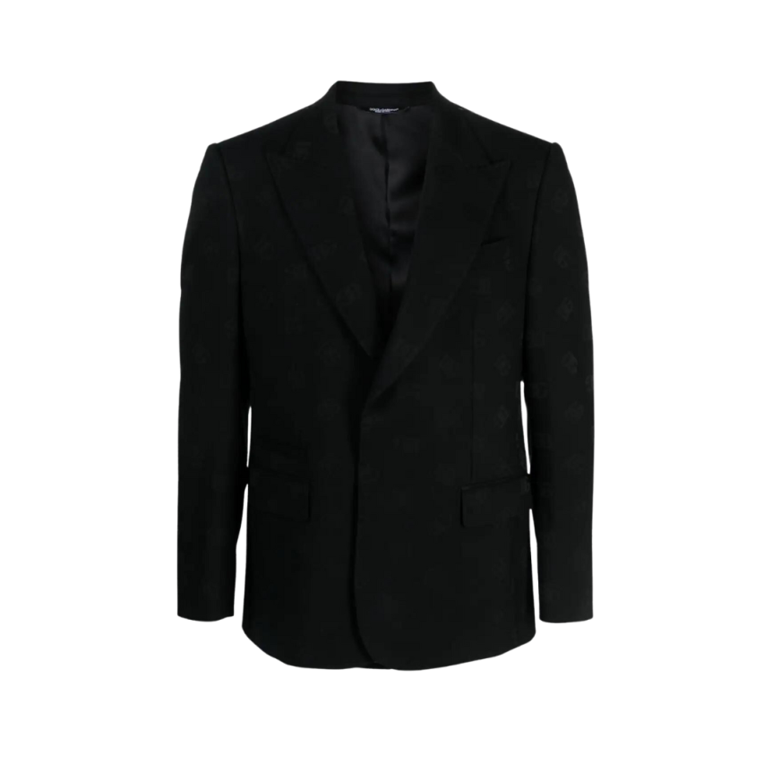 Veste blazer DOLCE & GABBANA laine vierge noire multi logo DG