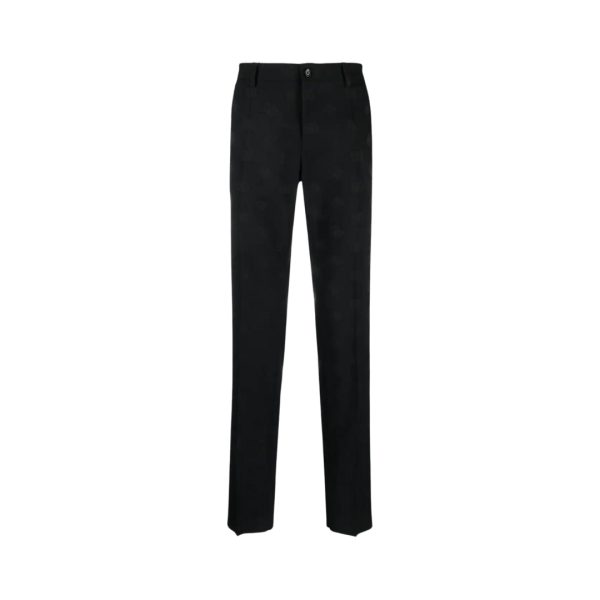 Pantalon DOLCE & GABBANA droit laine vierge noire logo DG jacquard