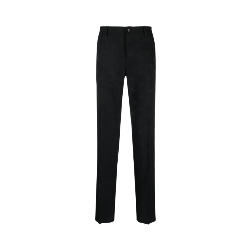 Pantalon DOLCE & GABBANA droit laine vierge noire logo DG jacquard