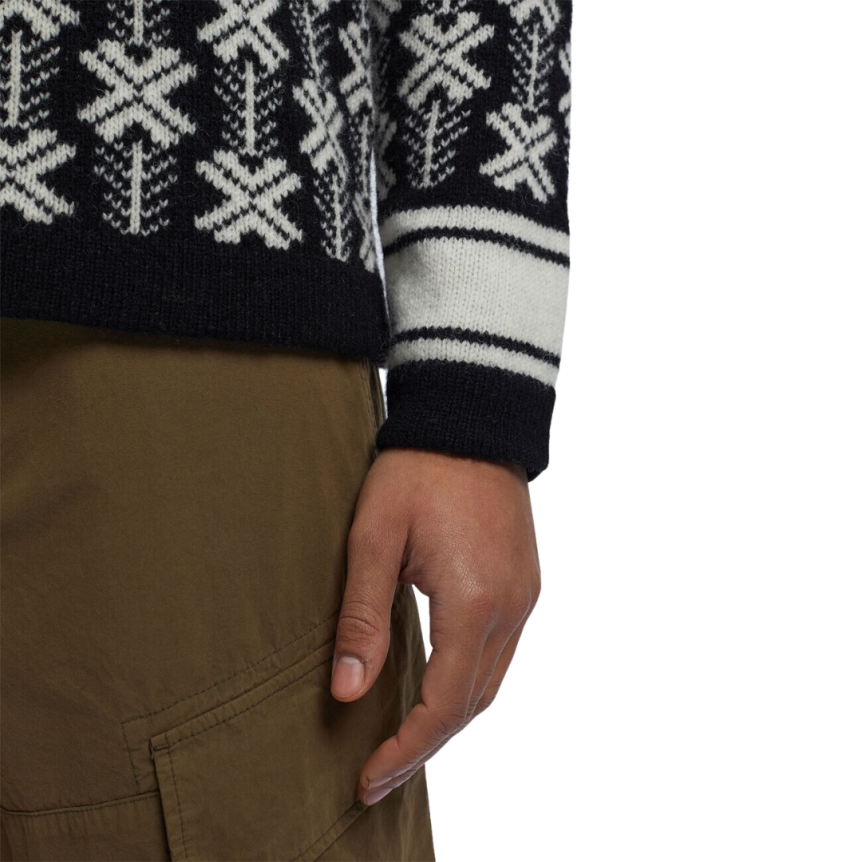 Pull à capuche CP COMPANY laine jacquard noir logo