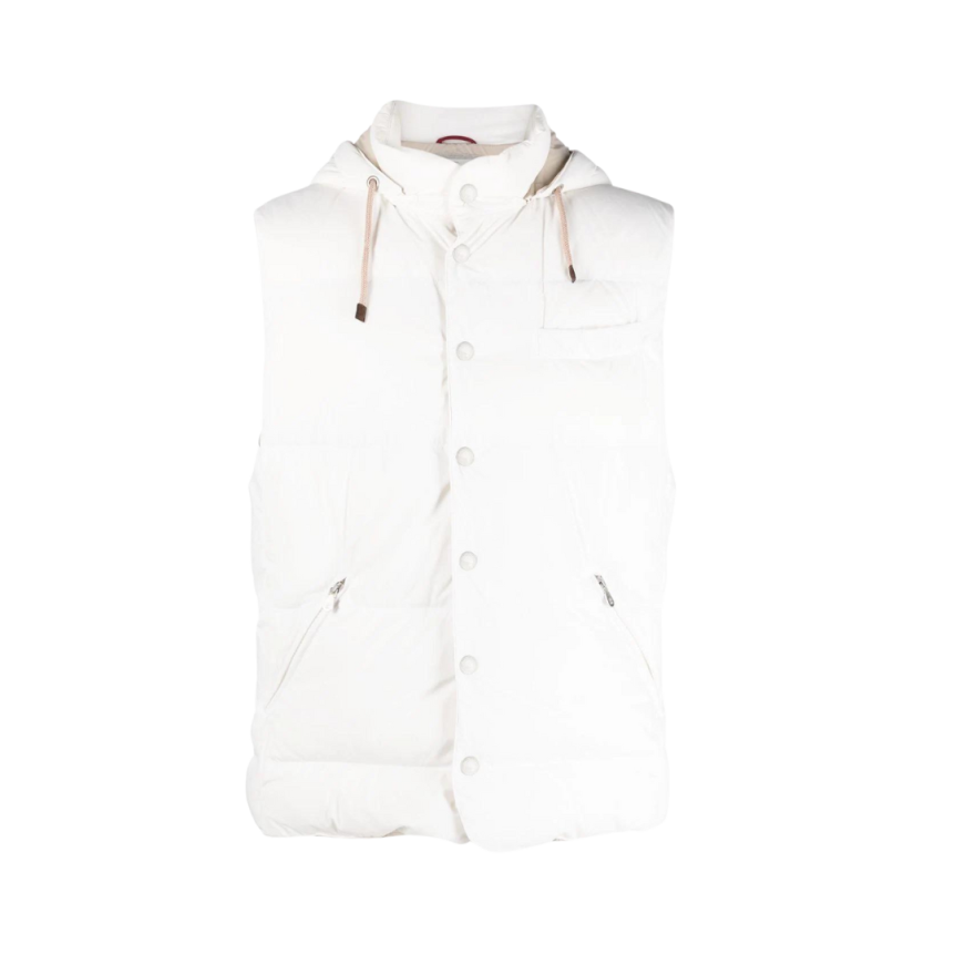 Doudoune Gilet sans manches capuche blanc cassé Brunello Cucinelli