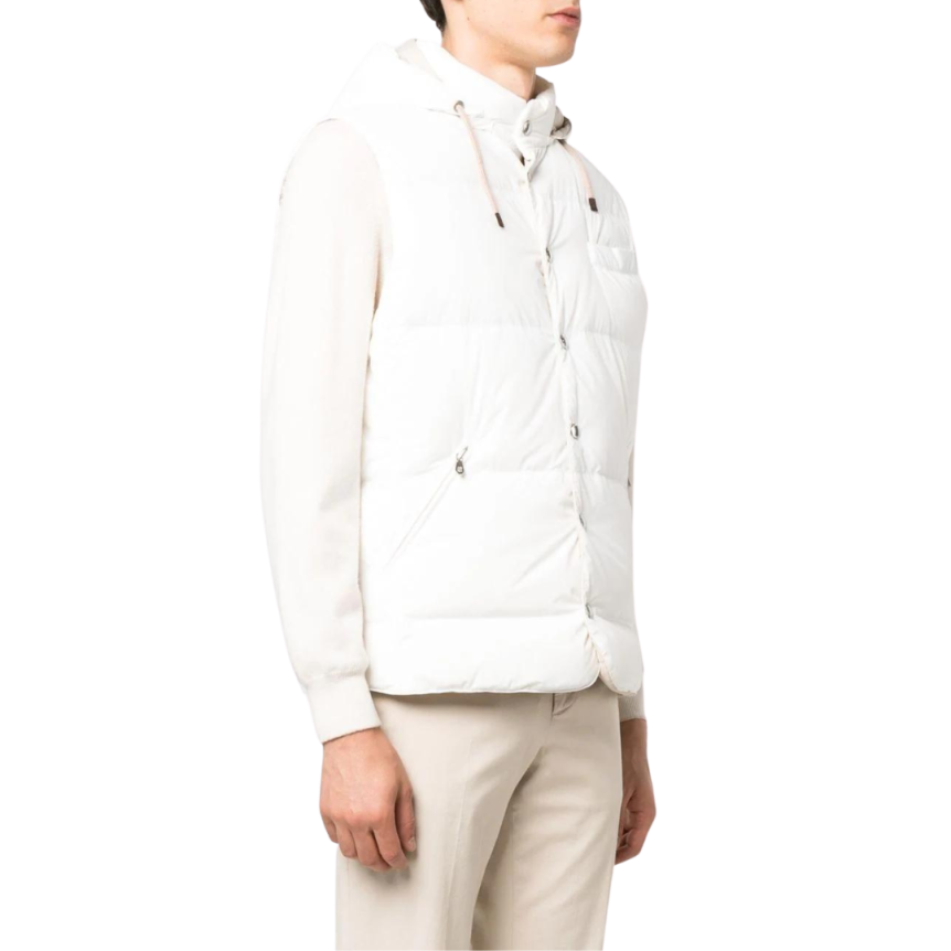 Doudoune Gilet sans manches capuche blanc cassé Brunello Cucinelli