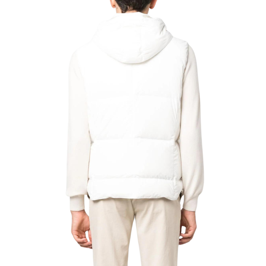 Doudoune Gilet sans manches capuche blanc cassé Brunello Cucinelli
