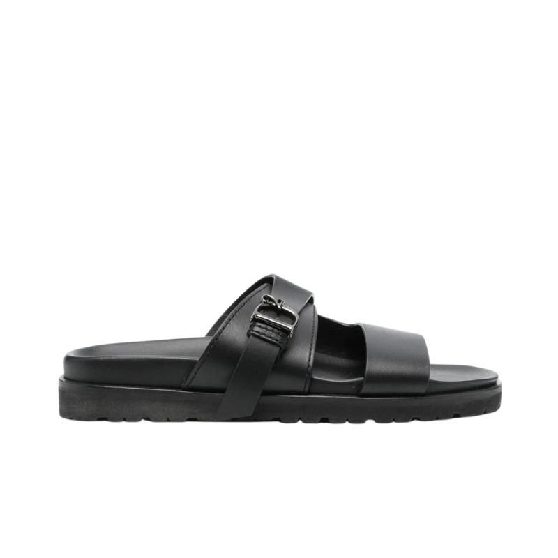 Sandales cuir noir D2 Métal