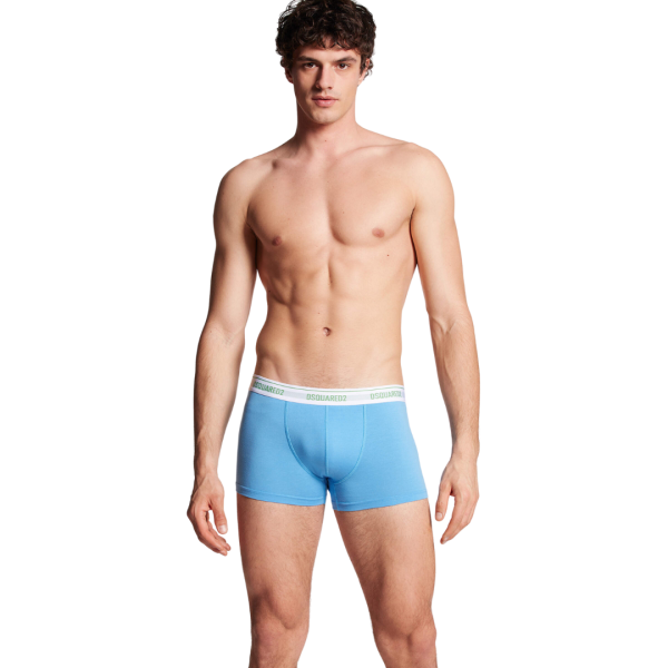 Boxer coton stretch bleu Lettrage DSQUARE2 vert
