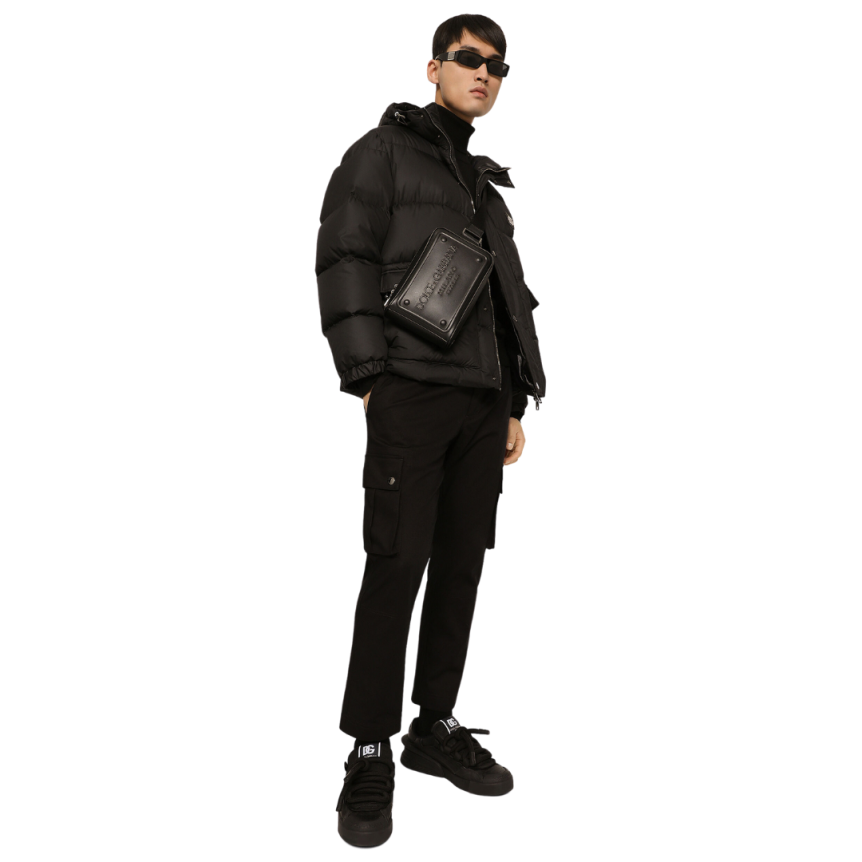 Sac banane DOLCE & GABBANA ceinture cuir veau noir logo en relief