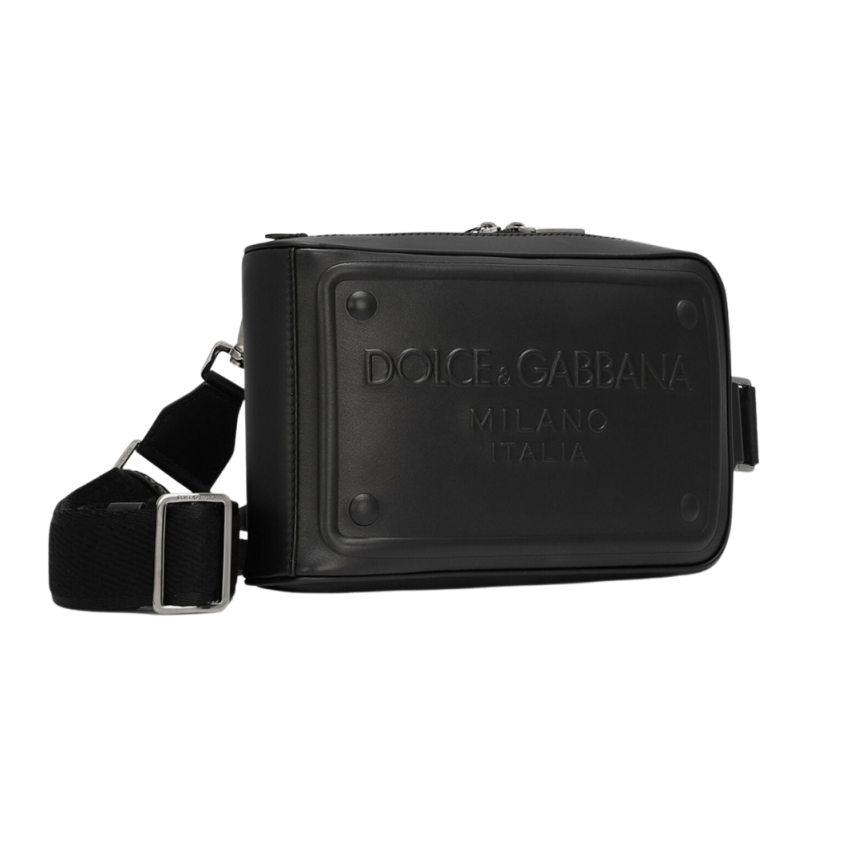 Sac banane DOLCE & GABBANA ceinture cuir veau noir logo en relief