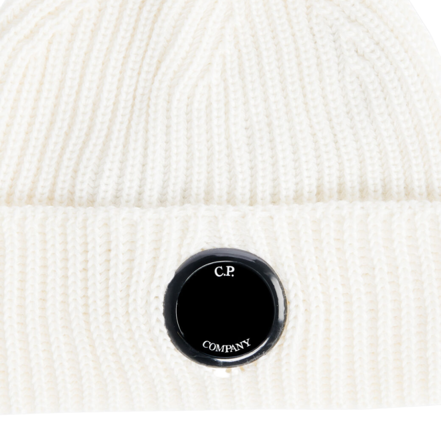 Bonnet CP COMPANY Lentille Laine Mérinos Extra Fine Blanc