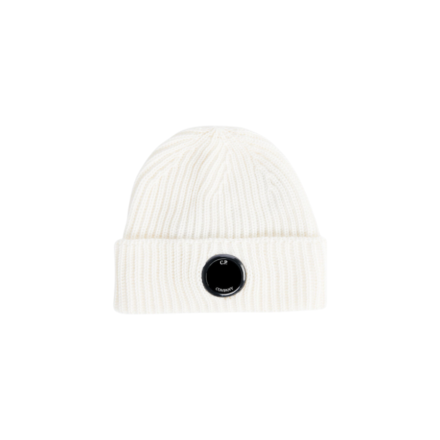 Bonnet CP COMPANY Lentille Laine Mérinos Extra Fine Blanc