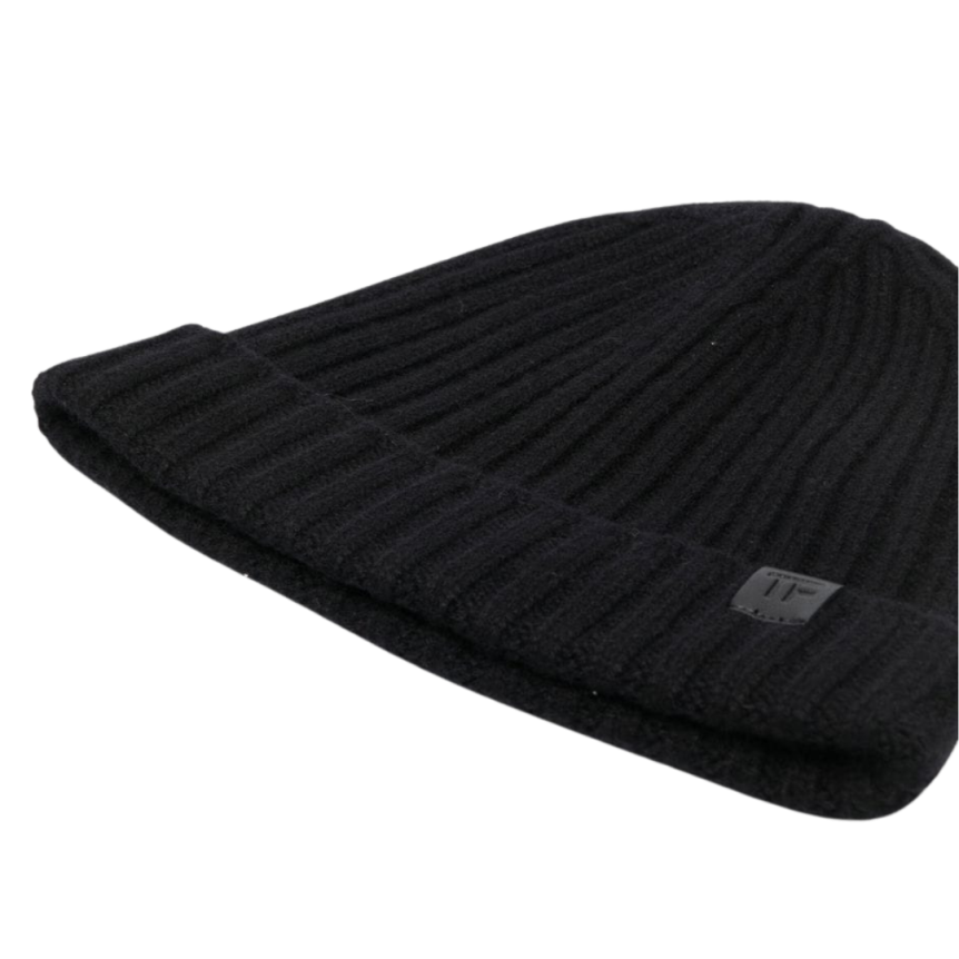 Bonnet TOM FORD cachemire côtelé noir