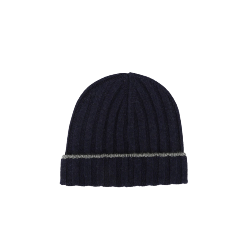 Bonnet cotelé bleu marine Gris Brunello Cucinelli