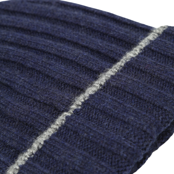 Bonnet cotelé bleu marine Gris Brunello Cucinelli