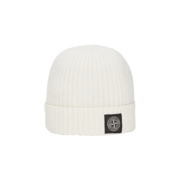 Bonnet STONE ISLAND laine vierge écru Rose des vents Revers