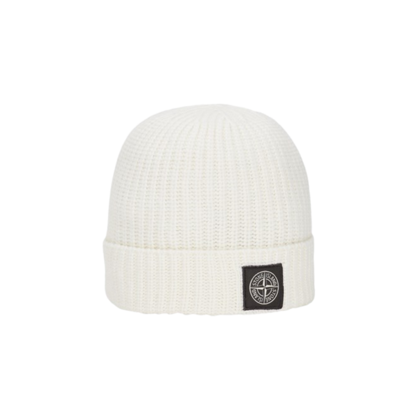 Bonnet STONE ISLAND laine vierge écru Rose des vents Revers