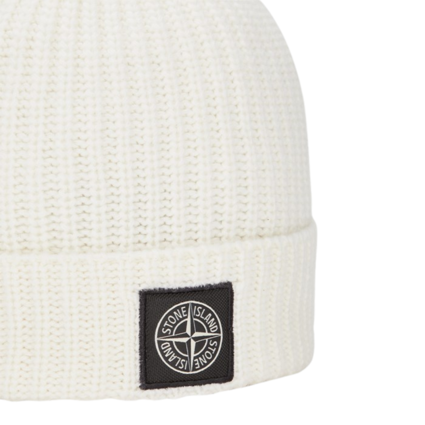 Bonnet STONE ISLAND laine vierge écru Rose des vents Revers
