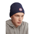 Bonnet laine mérinos bleu marine logo