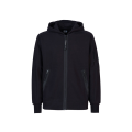 Sweat à capuche zippé en polaire relief diagonal noir