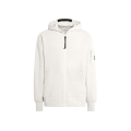 Sweat zippé molleton relief diagonal polaire blanc lentille