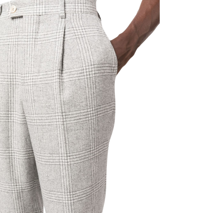 Costume BRUNELLO CUCINELLI laine carreaux prince de galles gris clair