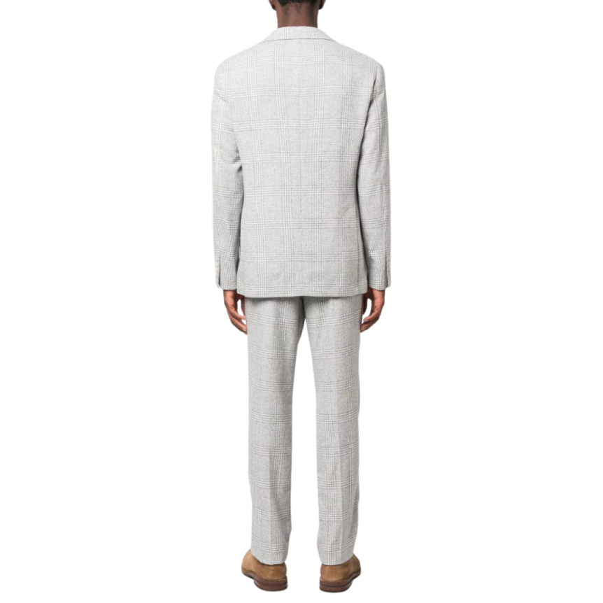 Costume BRUNELLO CUCINELLI laine carreaux prince de galles gris clair