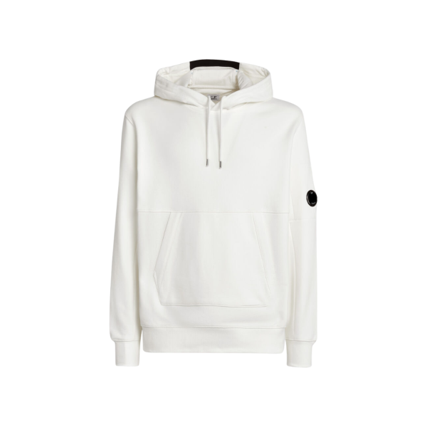 Sweat-shirt CP COMPANY coton polaire blanc capuche logo