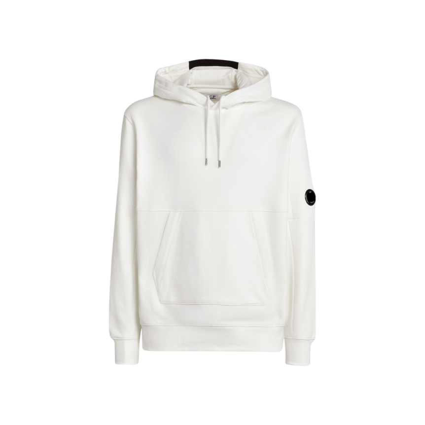 Sweat-shirt CP COMPANY coton polaire blanc capuche logo