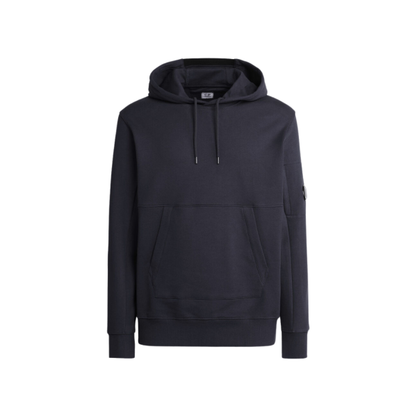 Sweat-shirt CP COMPANY coton polaire bleu marine capuche logo