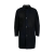 Manteau droit cuir agneau shearling bleu marine