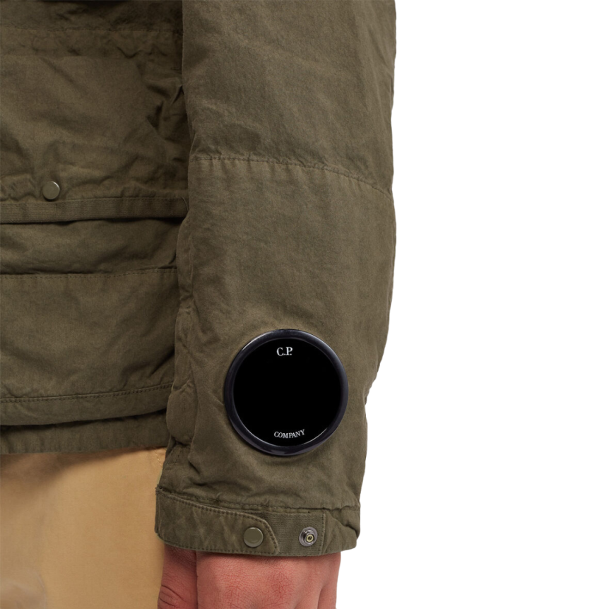 Veste a capuche CP COMPANY lunettes coton kaki multipoches grosse lentille manche