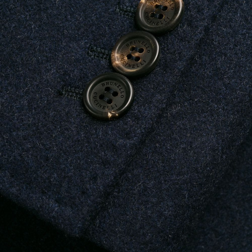 Brunello Cucinelli Manteau droit cachemire bleu marine