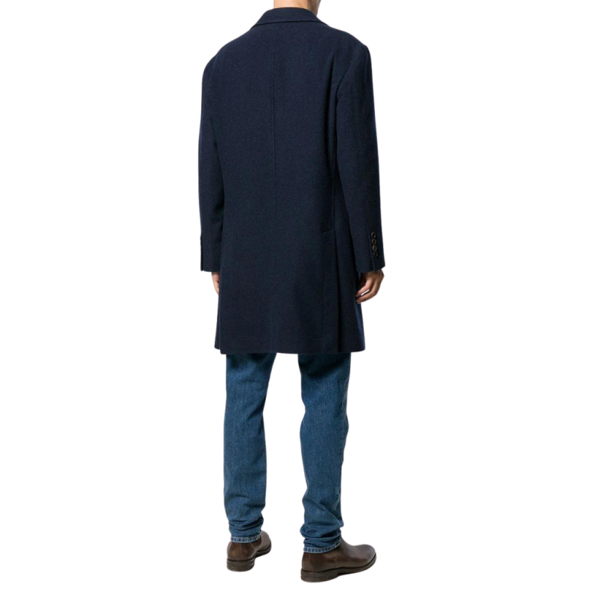 Brunello Cucinelli Manteau droit cachemire bleu marine