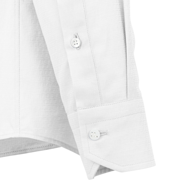 Chemise FENDI manche longue coton blanc mini multi logos allover