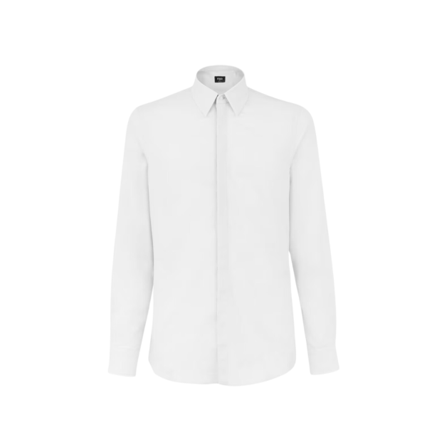 Chemise FENDI manche longue coton blanc mini multi logos allover