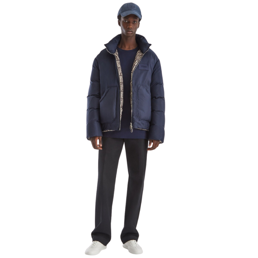 Pantalon slim coton noir patch Fendi