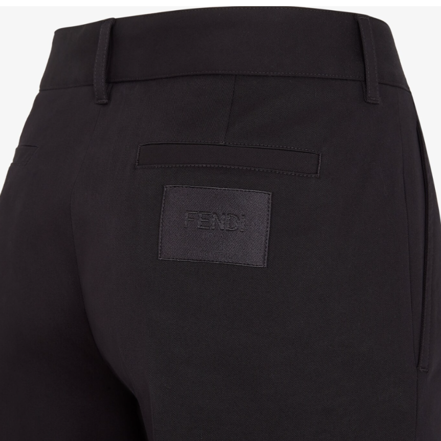 Pantalon slim coton noir patch Fendi