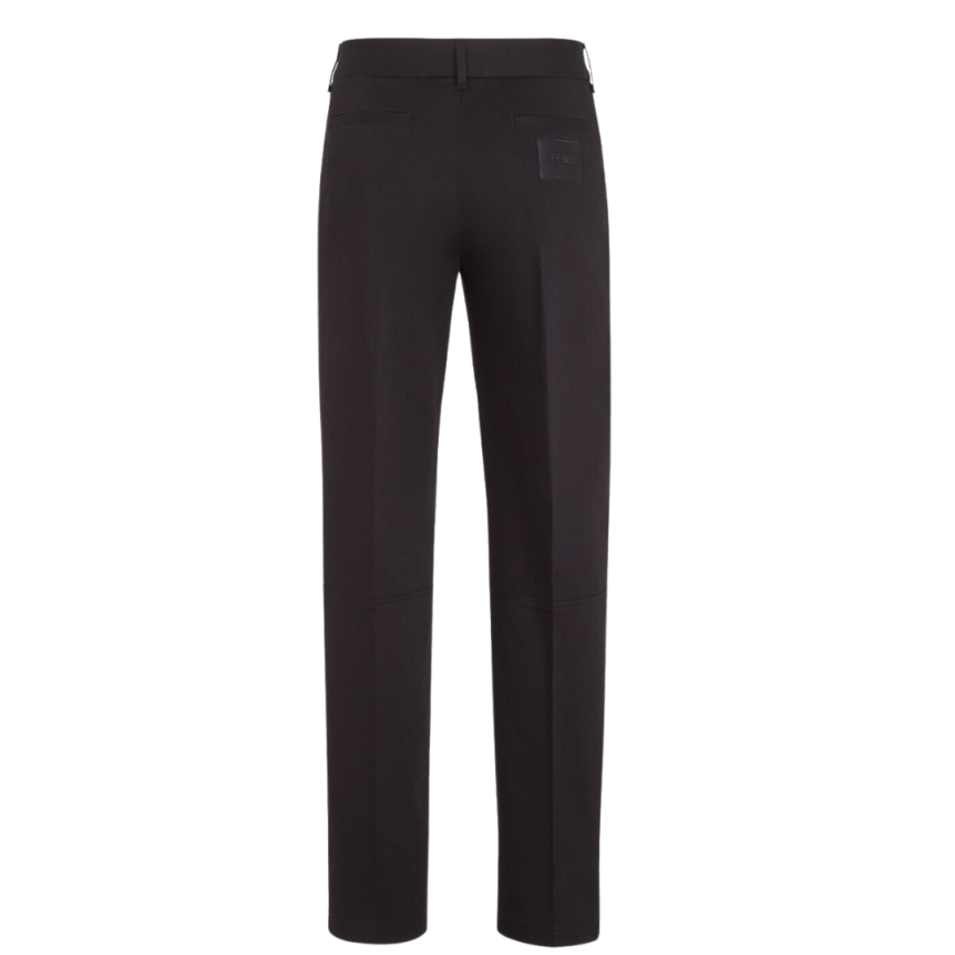Pantalon slim coton noir patch Fendi