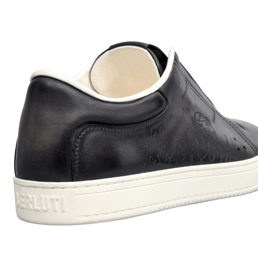 Baskets BERLUTI Slip On Playtime Cuir Scritto Nero Grigio