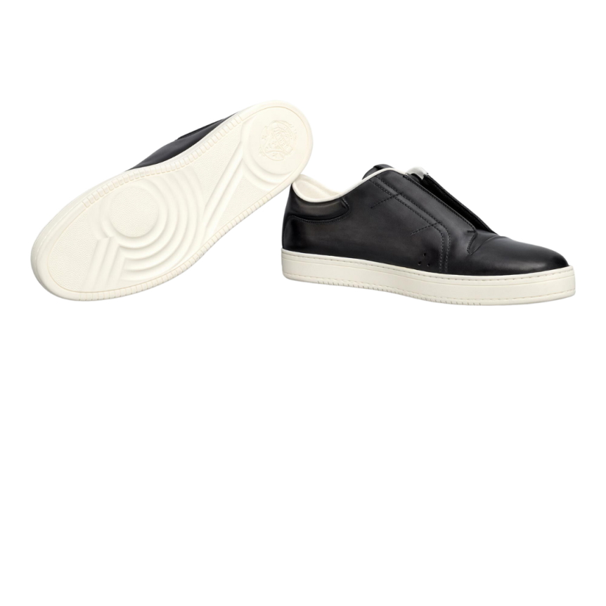 Baskets BERLUTI Slip On Playtime Cuir Scritto Nero Grigio
