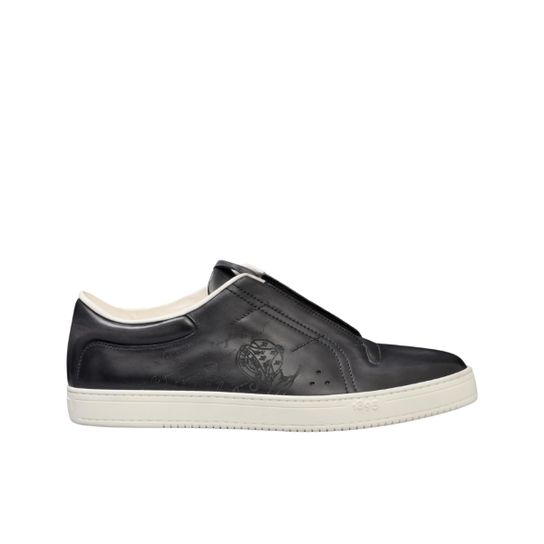Baskets BERLUTI Slip On Playtime Cuir Scritto Nero Grigio