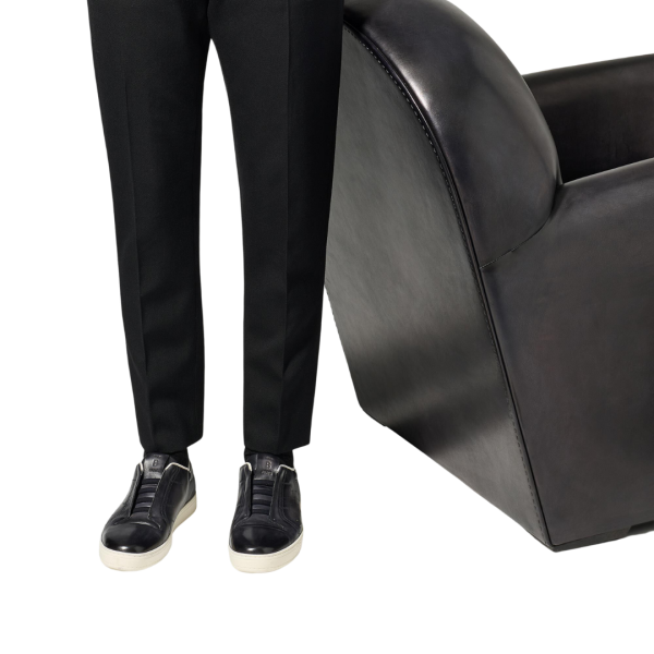 Baskets BERLUTI Slip On Playtime Cuir Scritto Nero Grigio