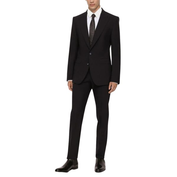 Costume DG Essentials laine noire revers pointus