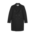 Manteau court croisé laine noire